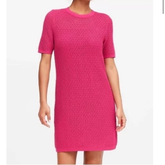 💕 BANANA REPUBLIC HOT PINK PERFORATED DRESS! - Picture 11 of 11